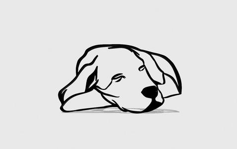 Dog Wall Art Decor, Dog single line continuous drawing, one line, dog sleeping, home wall art decoration