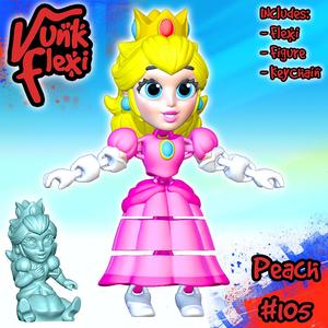Super Mario Princess Peach MultiColor Flexi Print-In-Place + figure & keychain