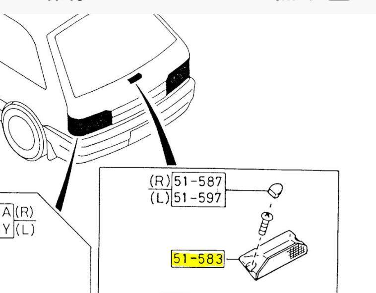 Mazda 323 BF hatch rear brake light cover