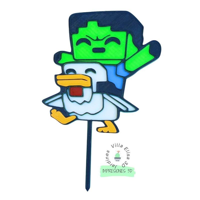 Minecraft Chicken Jockey Cake Topper