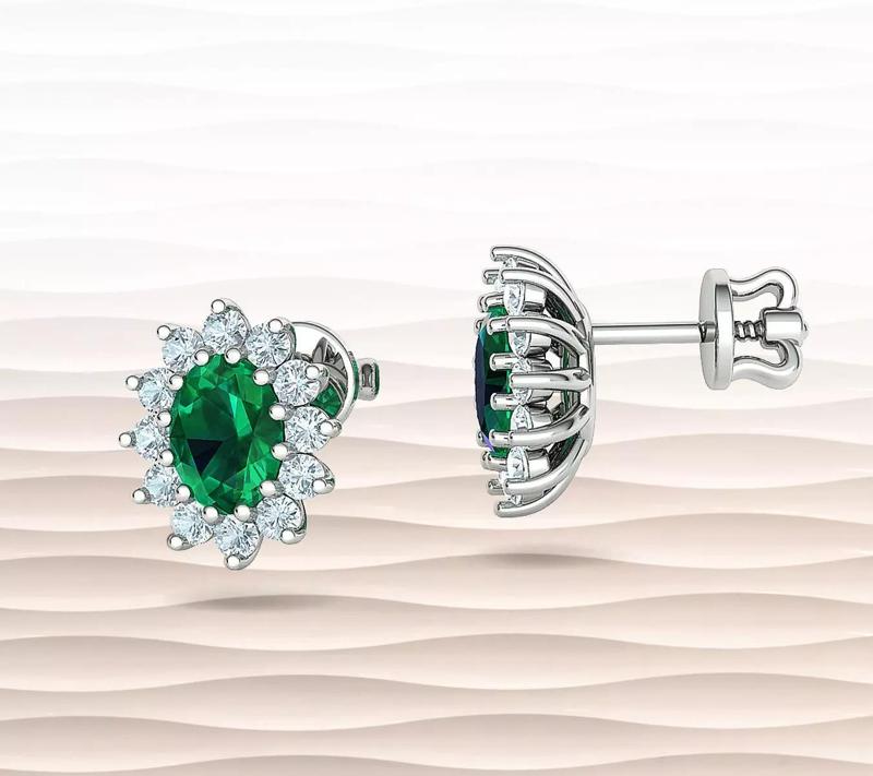Stud Earring Diana Style Earrings 8x6 Oval stone