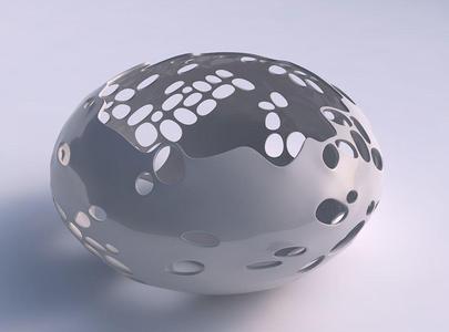 Bowl spheric squeezed wide with bubbles holes