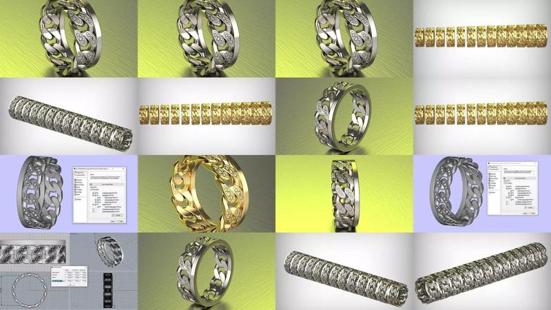 Ring in the form of a cuban chain 3D Model Collection