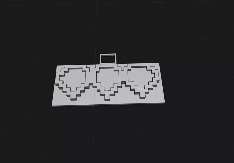 3D Printable Pixel Heart Bar Keychain