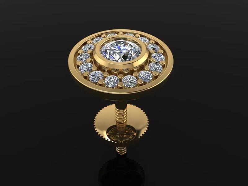 Diamond Bezel Halo Earring 3mm50