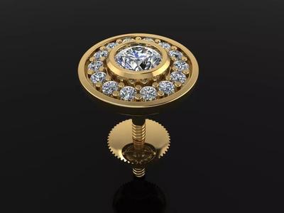 Diamond Bezel Halo Earring 3mm50