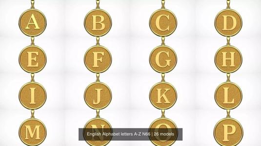 Pendant English Alphabet letters N66 3D Model Collection