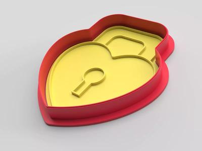 Cookie cutter and stamp - Heart lock