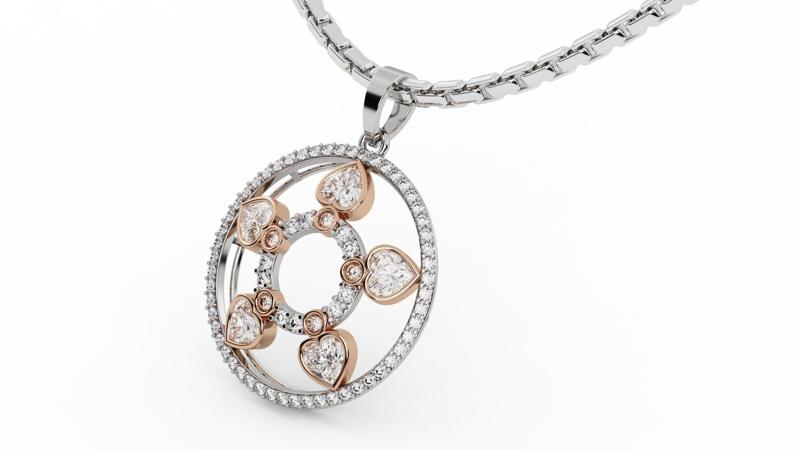 Round Floral Heart Pendant