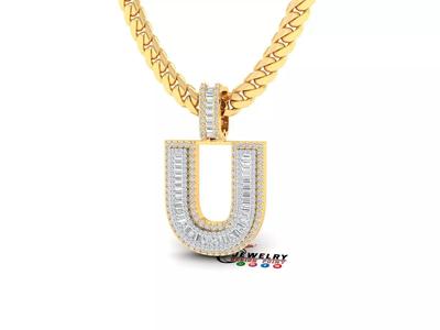 Custom Initial U Letter Diamond  A to Z Alphabet Bug Necklace
