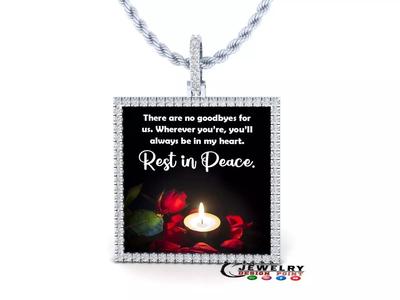 Custom Picture Pendant with Diamond - Square Memory Pendant