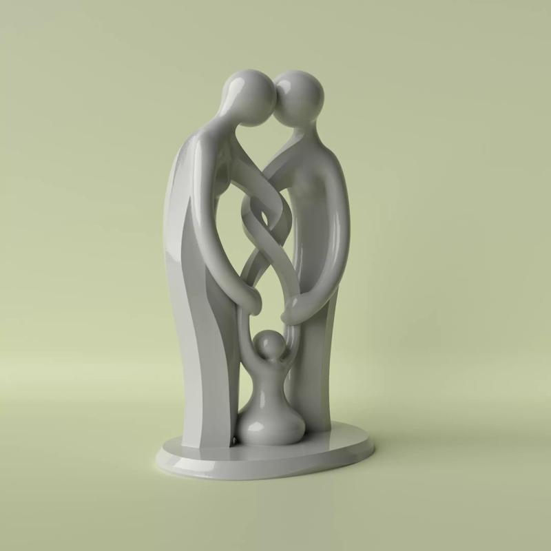 Family Unity Couple with Child Sculpture