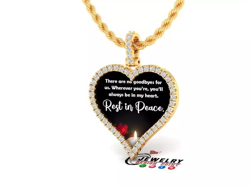 Custom Heart Picture Pendant with Diamond - Memory Pendant