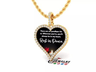 Custom Heart Picture Pendant with Diamond - Memory Pendant