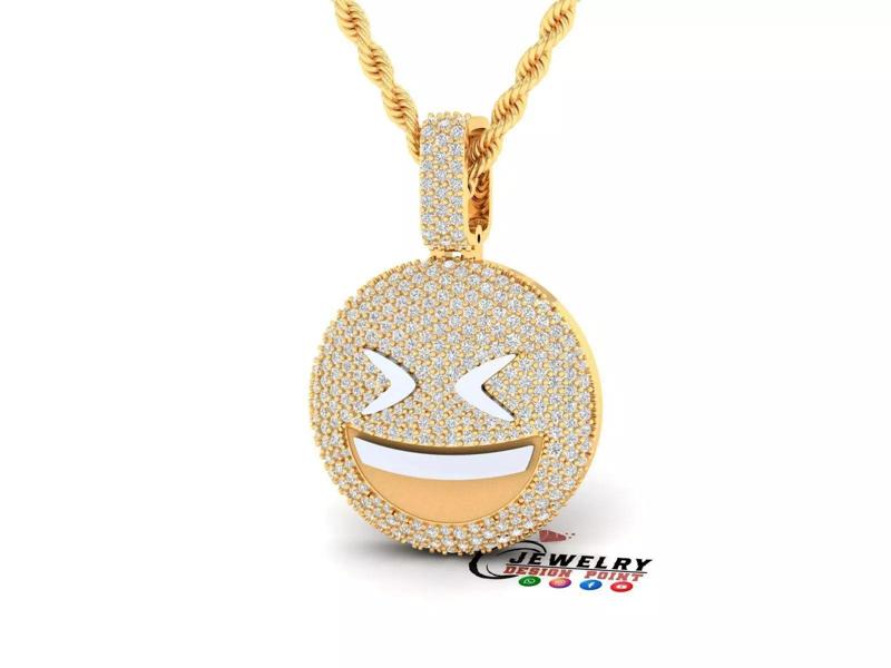 Custom Grinning Squinting Face Emoji Pendant - Emoji Pendnat