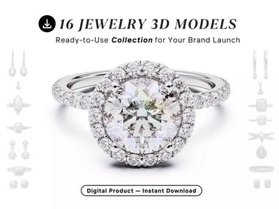 Collection - 15 Jewelry STL Files - Rings Earrings Pendants