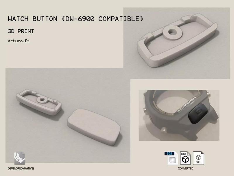 Plastic button for watch DW-6900 compatible