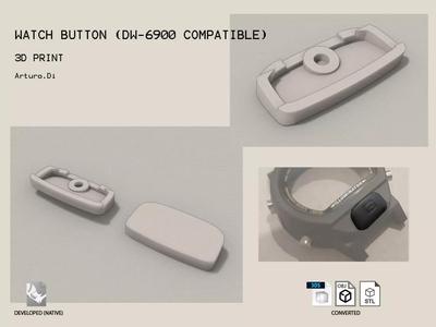 Plastic button for watch DW-6900 compatible