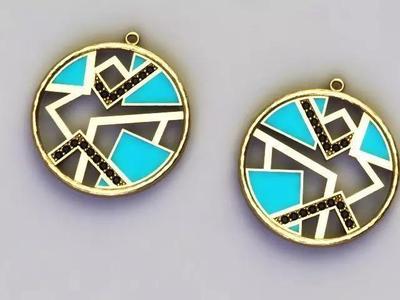 Geometric set turquoise and gold ring