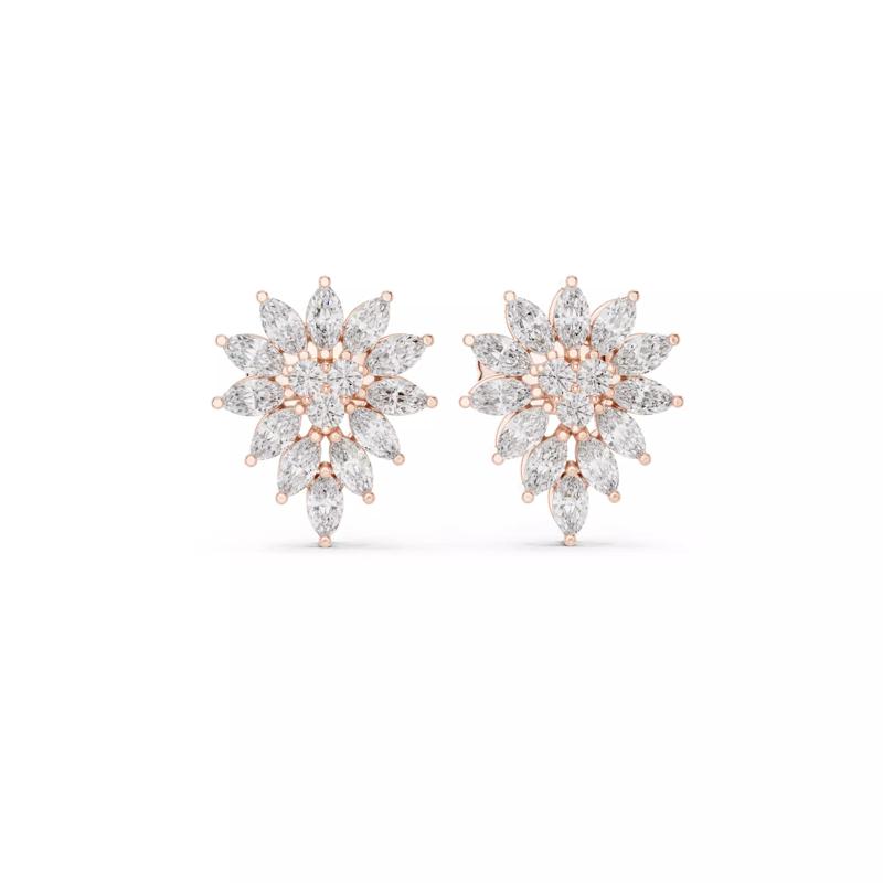 Marquise and Round Cut Cluster Diamond Earring 3DM STL Video