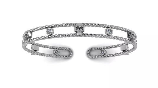 Skull Spiral Cable Bracelet with diamonds