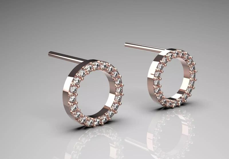 Rose Gold Diamond Hoop stl Earrings je0115