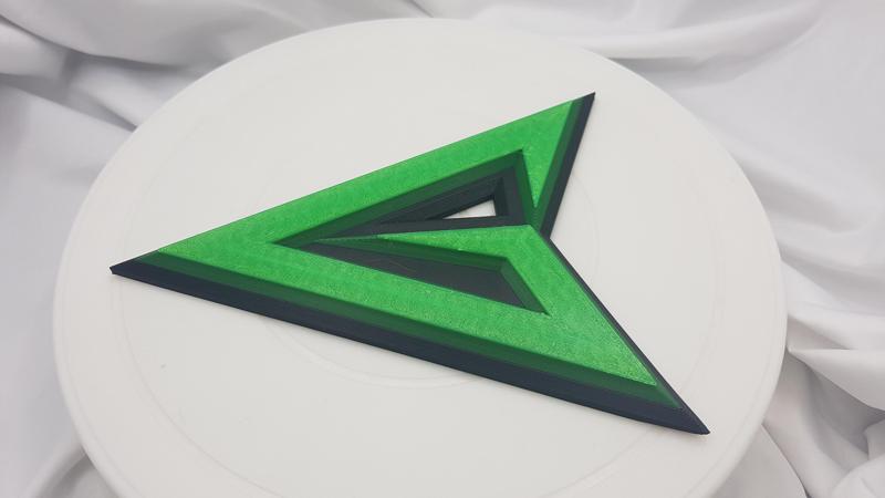 Green Arrow symbol, 3d printed wall hanger.