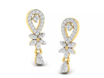Gold Diamond Women Earring 3D print Model