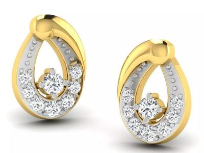 Gold Diamond Women Earring 3D print Model