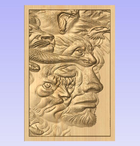 Man of the Wild – Animal Fusion Face Relief STL for CNC