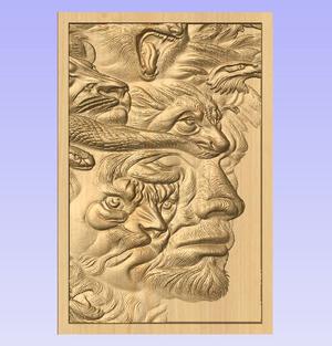 Man of the Wild – Animal Fusion Face Relief STL for CNC