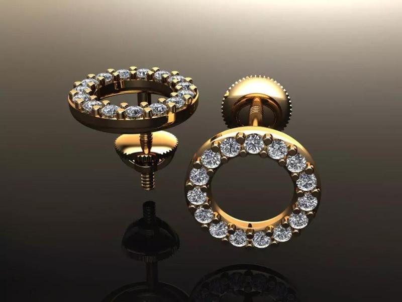 Round Halo Diamond Stud Earring Mid Size