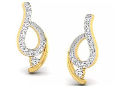 Gold Diamond Women Earring 3D print Model