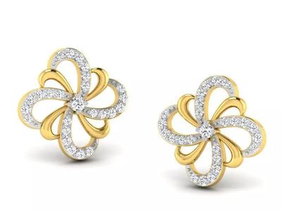 Gold Diamond Women Earring 3D print Model