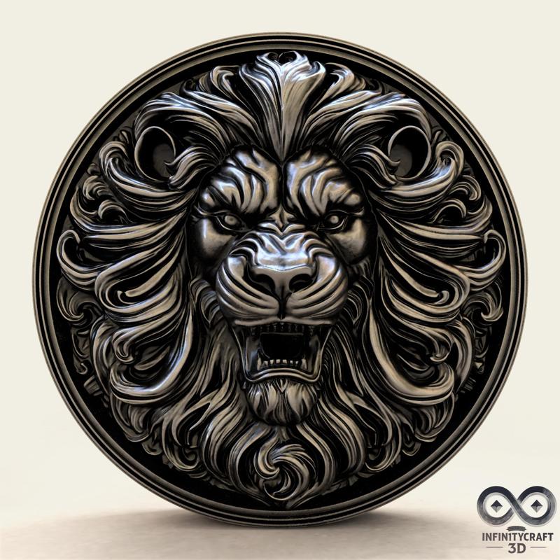 Majestic Lion Head No6 – Premium 3D Printable & CNC Relief
