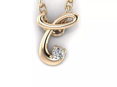 Pendant T diamond stud earring gold