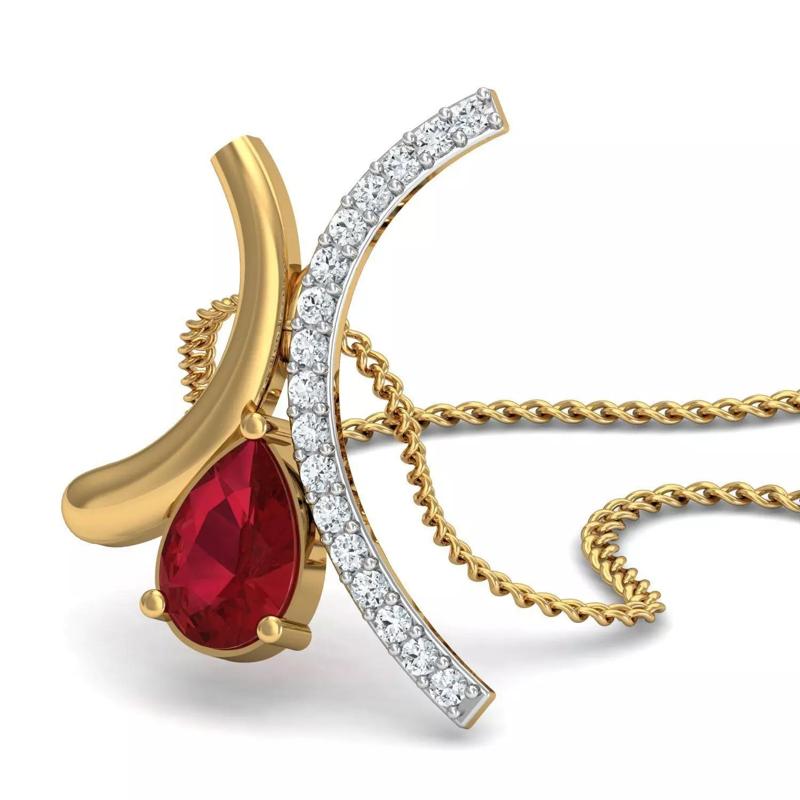 Pear Diamond Pendant for Women 3dm STL FBX OBJ Render Details