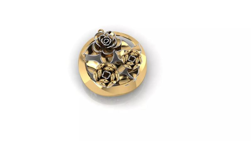 Pendant gold with two roses