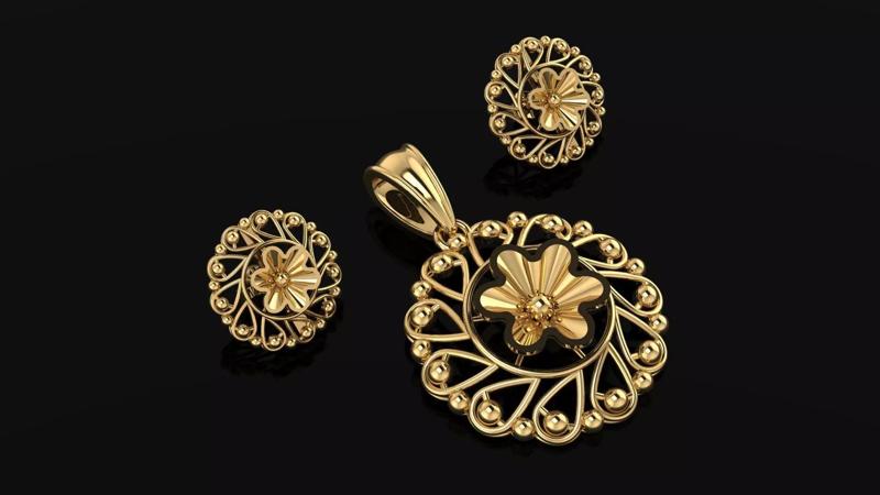 GOLD FLOWER LOCKET SET 3D PRINTABLE MODEL