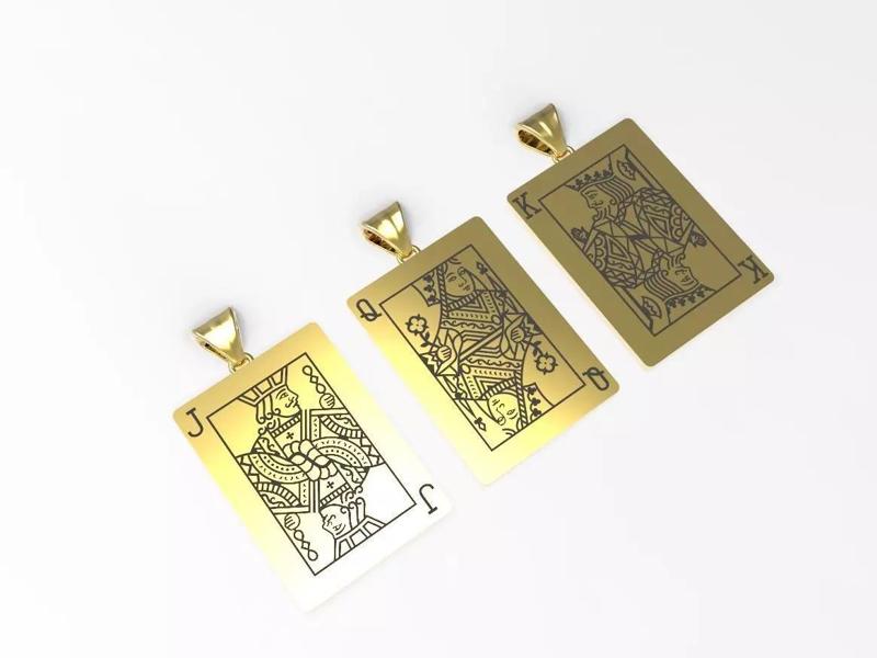 playing card pendants King Queen Jack