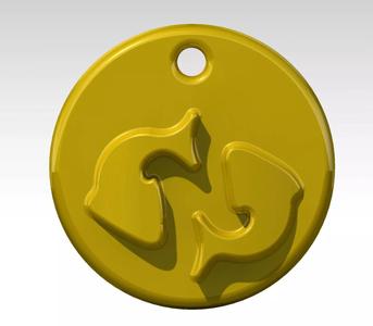 PISCES circular tag with two fish