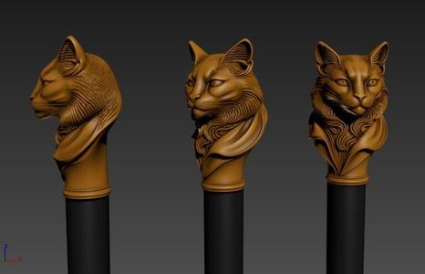 cat Head Gentleman Knob Walking Cane