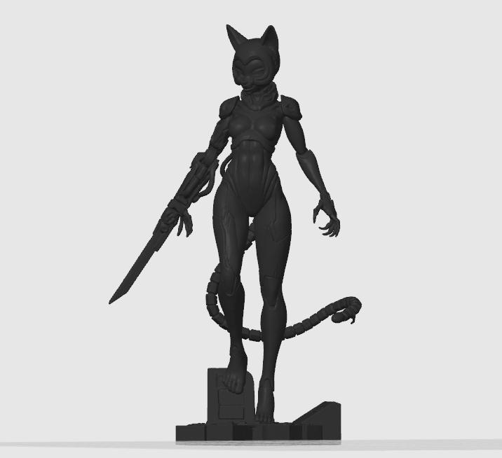 Cyber cat-girl figurine 2