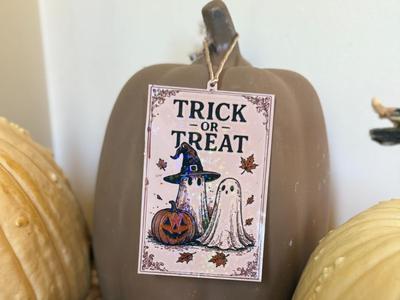 Vintage Halloween sign / pumpkin Tag decoration