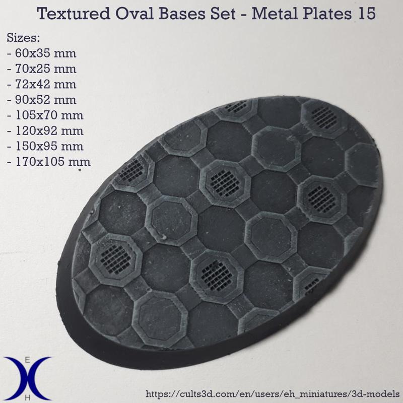 Oval Bases Set – Metal Plates 15 Texture (60–170MM) | Perfect For Tabletop Wargames & RPG's