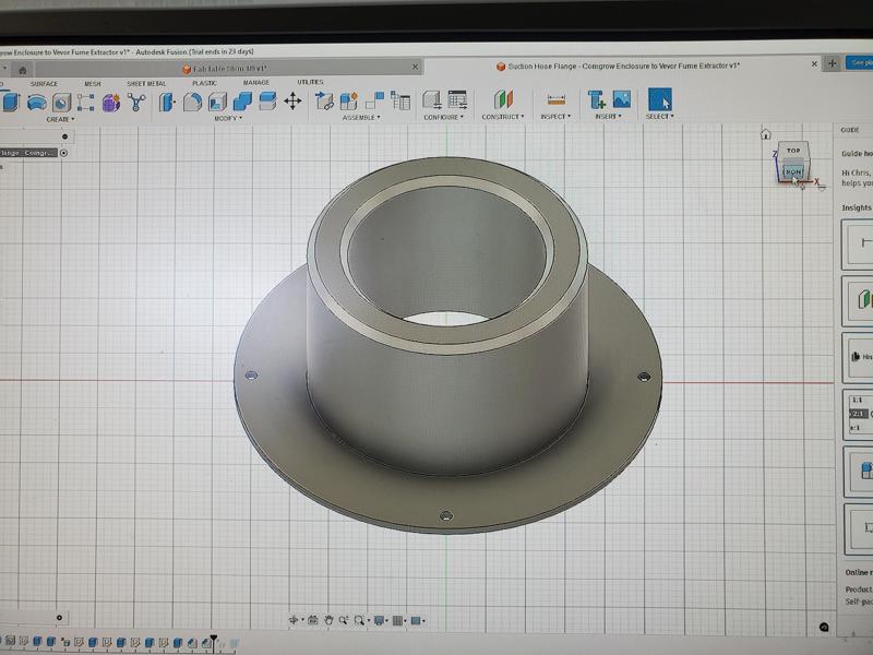 COMGROW Laser/3D Printer Enclosure Vent Flange/Reducer for Vevor Fume Extractor