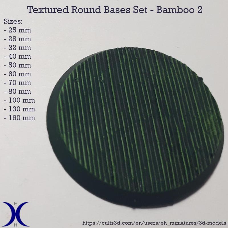 Round Bases Set – Bamboo 2 Texture (25–160mm) | Perfect for Tabletop Wargames & RPG's