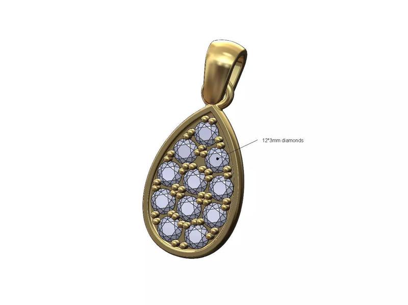 Diamond almond pendant charm