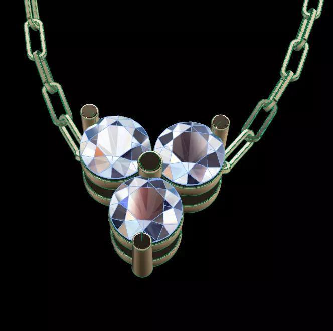 Dainty 3 Stone Pendant 3MM