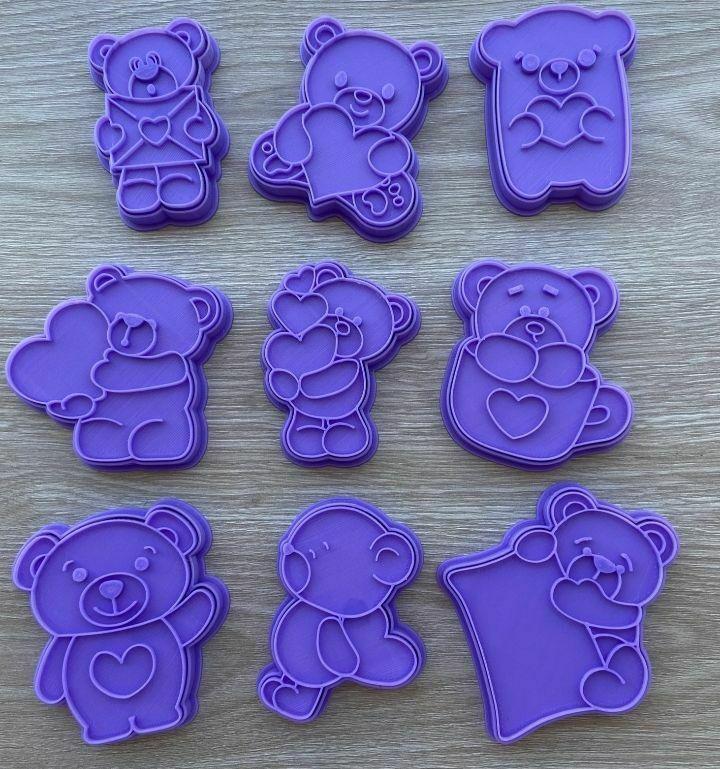 PACK x9 SAN VALENTIN BEAR CUTE CUTTER COOKIES - LOVE & FRIENDSHIP CUTTER BEAR PACKAGE